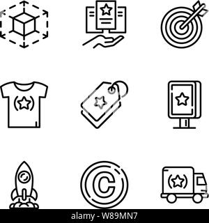 Business target icon set. Outline set of 9 business target vector icons for web design isolated on white background Stock Vector