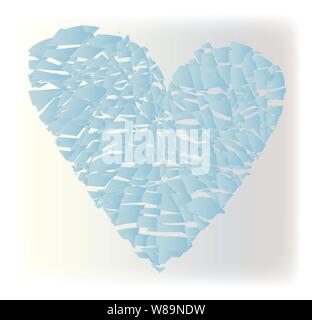 An abstract heart of shatterd glass over a white background Stock Vector