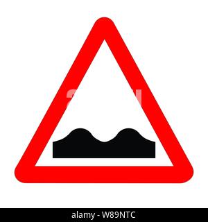 The traditional UNEVEN ROAD triangle, traffic sign isolated on a white background.. Stock Vector
