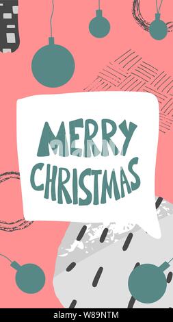 Merry Christmas. Stylized lettering. Story post with hand drawn text. Vector illustration. Stock Vector