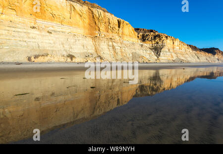 Colorful sandstone cliffs along Torrey Pines State Beach. La Jolla, California, USA. Stock Photo