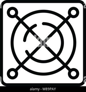 Fan cpu cooler icon, outline style Stock Vector