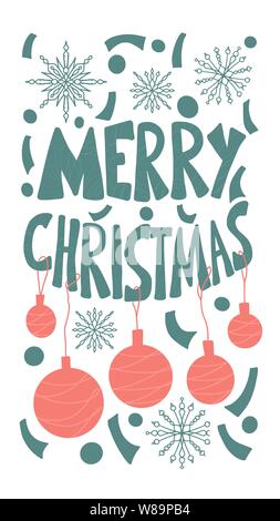 Merry Christmas. Stylized lettering. Story post with hand drawn text. Vector illustration. Stock Vector