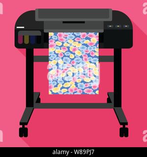 Color plotter icon. Flat illustration of color plotter vector icon for web design Stock Vector