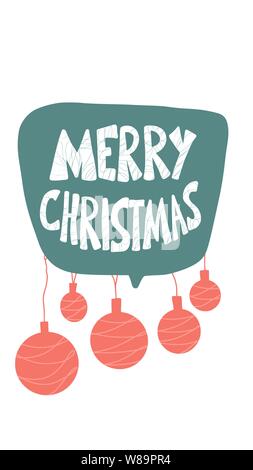 Merry Christmas. Stylized lettering. Story post with hand drawn text. Vector illustration. Stock Vector