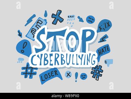 Stop cyberbullying slogan with design elements. Vector stylized text ...