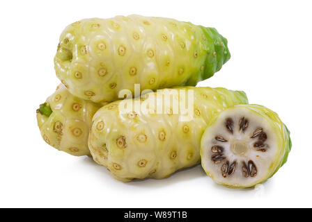 Noni or Morinda fruits isolated on white background Stock Photo