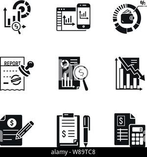 Business report icon set. Simple set of 9 business report vector icons for web design isolated on white background Stock Vector