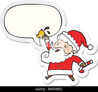 cartoon santa claus with hot cocoa with speech bubble sticker Stock Vector