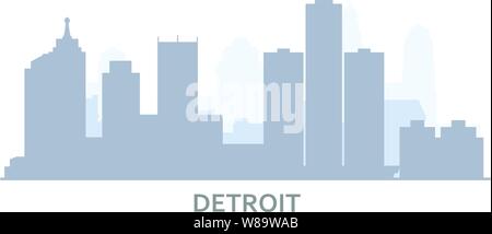 Silhouette of Detroit skyline - panorama of Detroit, city downtown outline Stock Vector