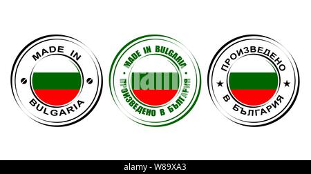 Round label Made in Bulgaria with flag Stock Vector