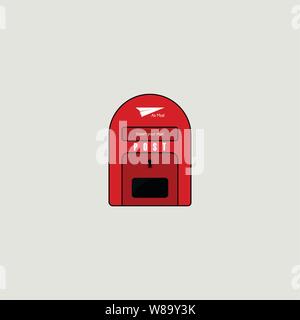 Post box Icon, Mail Box Icon with red color Stock Vector