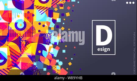 Retro geometrical bauhaus style vector background design. Banner, header, landing page for website,app, business Stock Vector