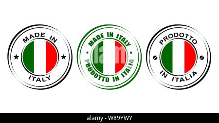 Round label Made in Italy with flag Stock Vector