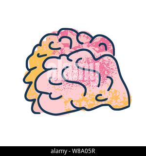 Human brain. Vector element in doodle style. Stock Vector