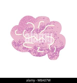 Human brain. Vector element in doodle style. Stock Vector