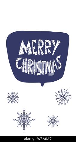 Merry Christmas. Stylized lettering. Story post with hand drawn text. Vector illustration. Stock Vector