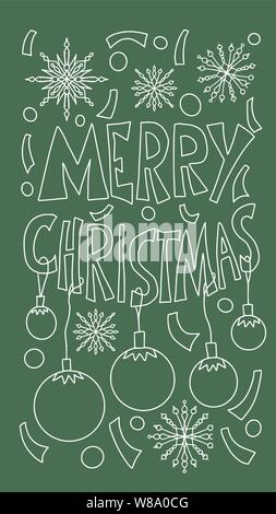Merry Christmas. Stylized lettering. Story post with hand drawn text. Vector illustration. Stock Vector
