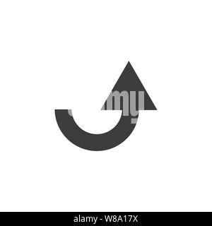 Curved arrow up vector icon. filled flat sign for mobile concept and web design. Upload arrow glyph icon. Symbol, logo illustration. Pixel perfect vec Stock Vector