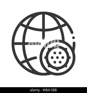 Microscopic Bacterium And Planet Vector Sign Icon Stock Vector