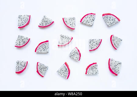 Dragon fruit, pitaya slices isolated on white background. Stock Photo