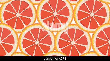 Vector seamless pattern with grapefruit slices. Endless texture. Decor for cafe, bar, fruit shop. Drinks advertising. Fruit print. Cover for planner Stock Vector