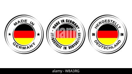 Round label Made in Germany with flag Stock Vector