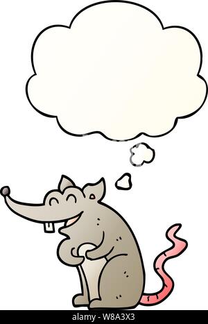 cartoon rat with thought bubble in smooth gradient style Stock Vector