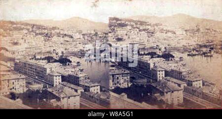 Degoix Celestino (1860-1890) - Genova - Panorama preso dal Scoglietto. Stock Photo