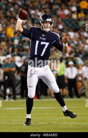 Philadelphia, USA. August 8, 2019: Tennessee Titans quarterback Ryan ...