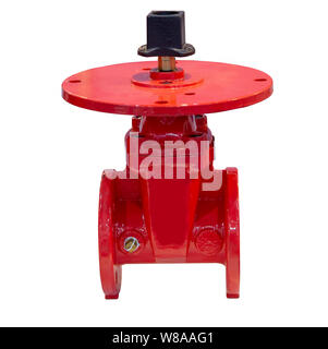 Non rising stem PIV gate valve flange connection isolated on white background Stock Photo