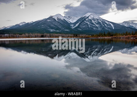 Reflections at Vermillion Lakes in Banff National Park Stock Photo