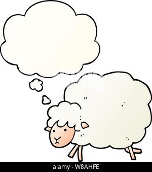 cartoon sheep with thought bubble in smooth gradient style Stock Vector