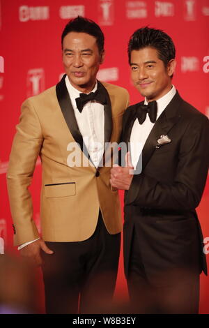 Hong Kong actors Aaron Kwok, right, and Simon Yam arrive on the red ...