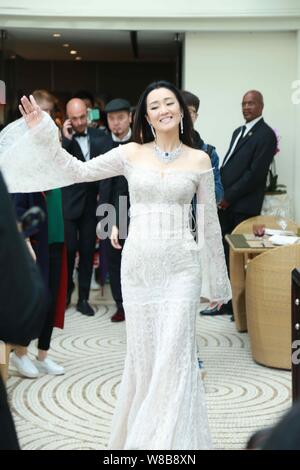 Chinese actress Gong Li arrives at the L'Oreal cocktail party during the 69th Cannes Film Festival in Cannes, France, 11 May 2016. Stock Photo