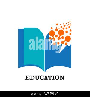 Book Logo Template vector Illustration.with brain Logo silhouette design vector template. Think idea concept. brain storm power thinking brain Logotyp Stock Vector