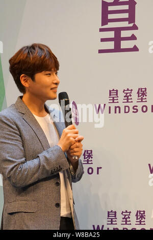 Singer and actor Kim Ryeo-wook, better known by the mononym Ryeowook, of South Korean boy group Super Junior attends a fan meeting and autograph signi Stock Photo