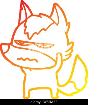 warm gradient line drawing of a cartoon annoyed wolf Stock Vector