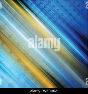 Glowing blue orange stripes abstract tech background. Vector design Stock Vector