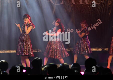 Members of Japanese idol girl group C-ute, also known as Cute, perform at their concert in Hong Kong, China, 21 May 2016. Stock Photo