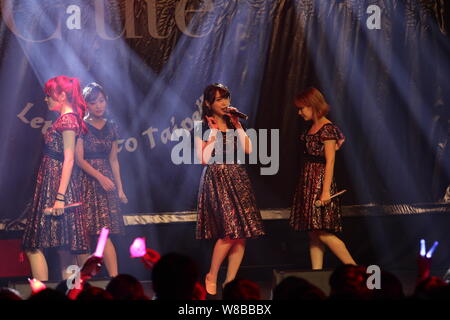 Members of Japanese idol girl group C-ute, also known as Cute, perform at their concert in Hong Kong, China, 21 May 2016. Stock Photo