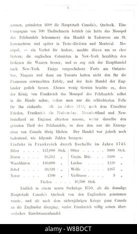 Der Rauchwaarenhandel von Heinrich Lomer, 1864 (Seite 5); Einfuhr in Frankreich 1743. Stock Photo
