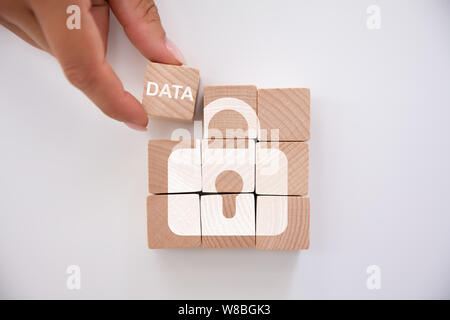 Person Holding Data Block New Lock Icon Stock Photo