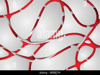 Grey and red abstract wavy papercut pattern design. Vector background Stock Vector