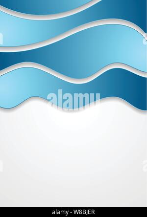 Abstract blue corporate waves on grey background. Vector design Stock Vector