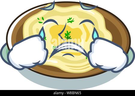 Crying hummus on the a cartoon plate Stock Vector