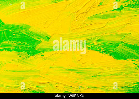Abstract painted background. Background was painted with green and yellow oil color on canvas by hand. Stock Photo