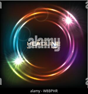 Shiny glowing neon colorful circles abstract background. Modern luminous vector rings design Stock Vector