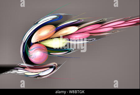 Fractal image: fancy abstract drawing, light background. Stock Photo