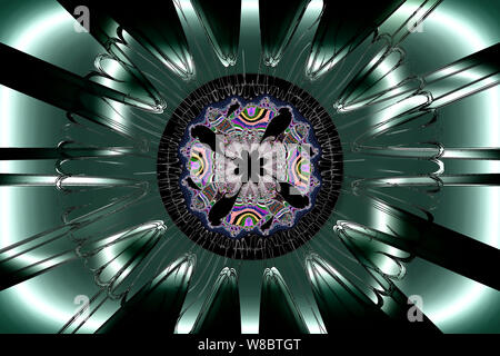 Fractal image: fancy abstract drawing, black background. Stock Photo
